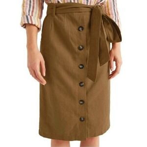BODEN Summerson Pencil Skirt LINEN MIX BROWN T0561 / Women's US 12 R